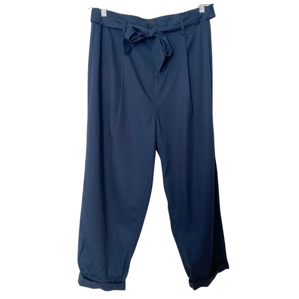 NWT FRANK AND OAK NAVY HIGH RISE BELTED RELAXED TAPERED PANTS STYLE 2210229 - 10