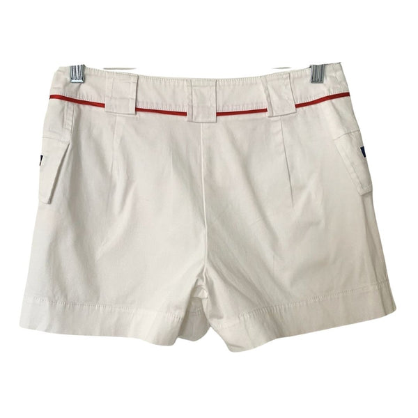 4G BY GIZIA AK065 NAUTICAL COTTON BLEND TROUSERS SHORTS IN WHITE RED AND BLUE