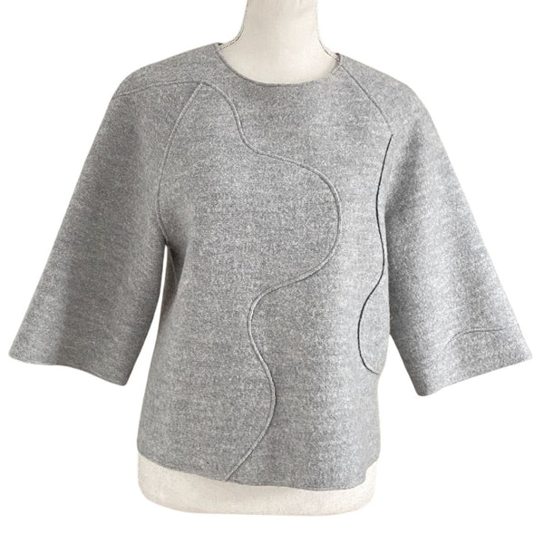 COS GREY BOILED WOOL EXPOSED SEAMING BOXY TOP