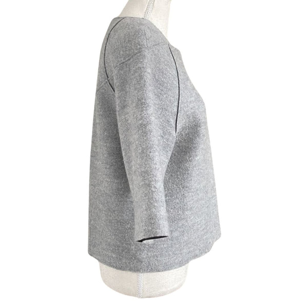 COS GREY BOILED WOOL EXPOSED SEAMING BOXY TOP