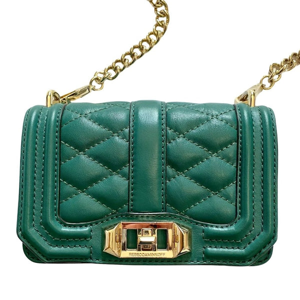 NWOT REBECCA MINKOFF MINI LOVE QUILTED LEATHER CROSSBODY BAG IN TEAL