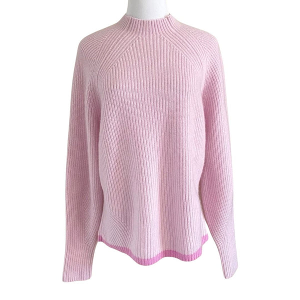 COS 100% CASHMERE PINK RAGLAN SLEEVE RIBBED KNIT SWEATER JUMPER - S
