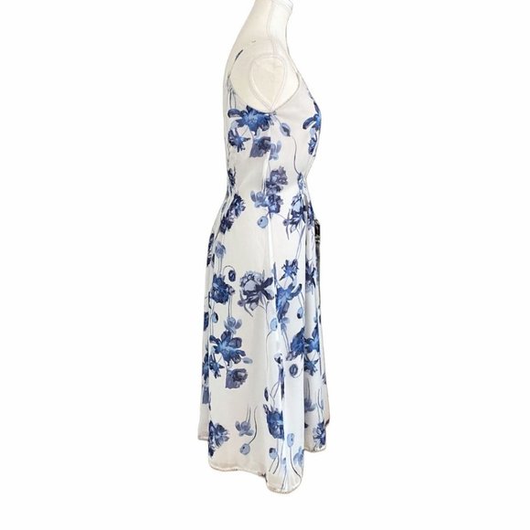 HOUSE OF HARLOW 1960 X REVOLVE BLUE FLORAL FIT & FLARE MINI DRESS