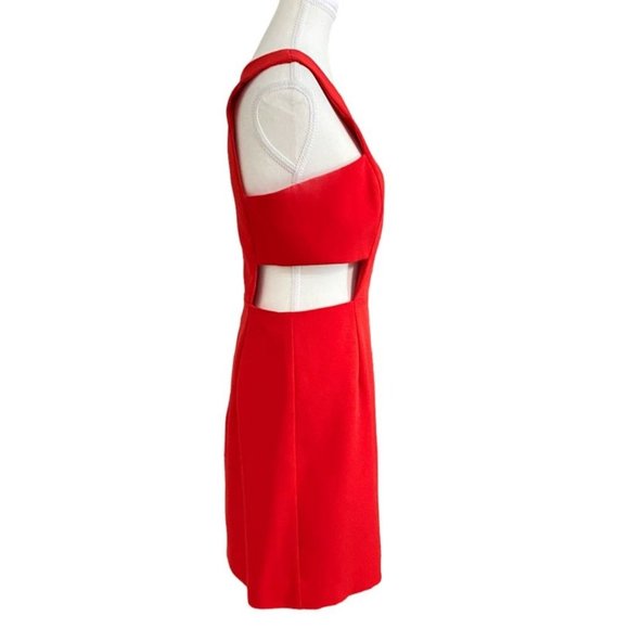 MILLY RED CUT OUT SLEEVELESS SHEATH COCKTAIL DRESS