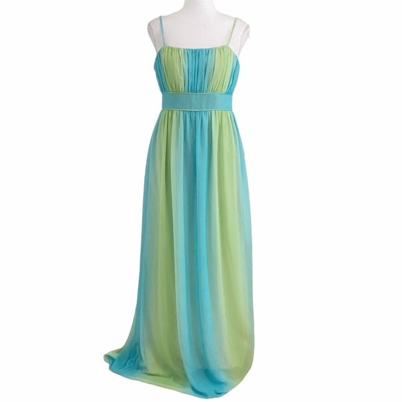 AFTER SIX TROPICAL OMBRE BRIDESMAID SLEEVELESS EMPIRE WAIST EVENING COLORFUL GOWN DRESS