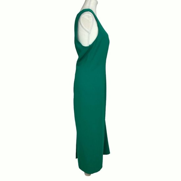 MARINA RINALDI GREEN SCOOP NECK SLEEVELESS SHEATH DRESS - 18
