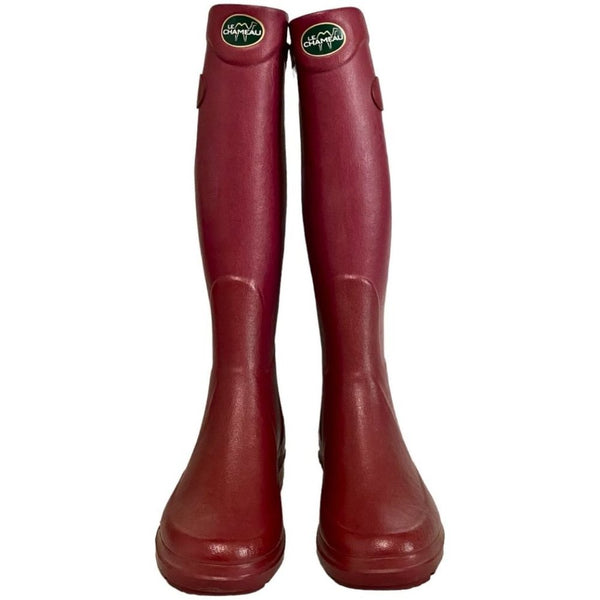 LE CHAMEAU BURGUNDY RED HIGH RUBBER LOW LAND RAIN BOOTS - 8