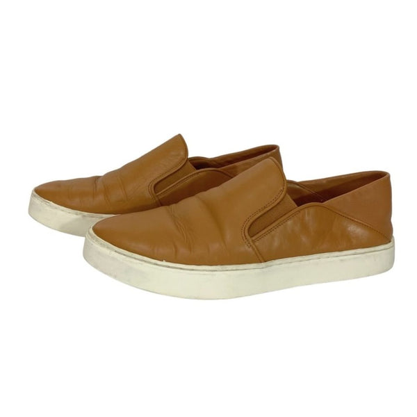 VINCE. TAN SMOOTH LEATHER SLIP-ON FLATS - 7,5