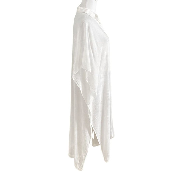 L SPACE ANITA WHITE BUTTON FRONT OVERSIZED FLOWY COVER UP - M /L