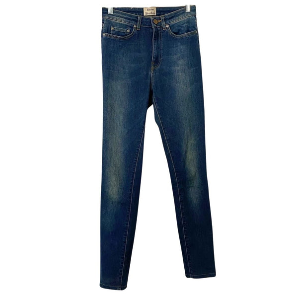 ACNE STUDIO PIN STORM MEDIUM WASH HIGH RISE SKINNY STRETCH JEANS