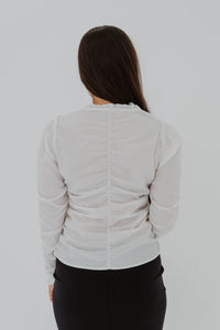 Haut chemisier ALC Becket froncé mélange de soie blanc - Top premium - vue de dos