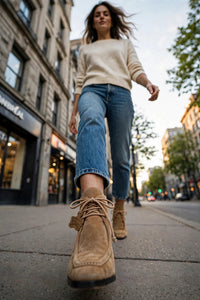 Bottines Storm en daim fauve, Burberry _vue édito lifestyle