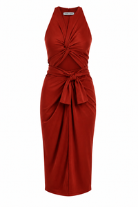 Robe Reni satinée à découpes brun chocolat
