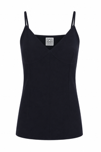 Camisole toteme à pinces bleue marine - Haut premium authentique - vue de face