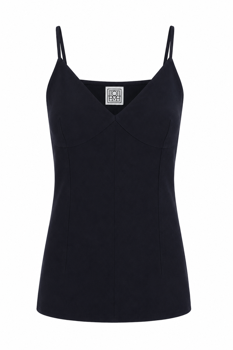 Camisole toteme à pinces bleue marine - Haut premium authentique - vue de face