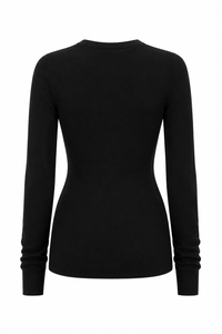 Haut en tricot viscose noir Victoria Beckham avec découpes cut-out, coupe ajustée élégante, style luxe minimaliste - vue de dos