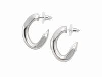 Boucles d'oreilles créoles Isabel Marant The Links en laiton plaqué argent, design de maillons entrelacés, silhouette semi-ouverte contemporaine, gravure signature Isabel Marant, fermeture à tige et poussoir, fabrication italienne - vue complète