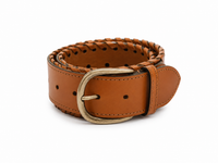 Ceinture Isabel Marant Zaf en cuir de vachette souple avec surpiqûres décoratives le long des bords, boucle dorée brillante, passant de maintien, artisanat italien, détails cousus main distinctifs - vue principale