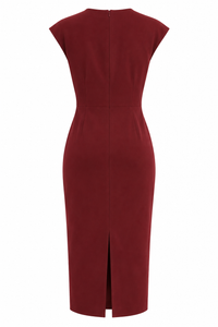 Robe fourreau cabernet en crêpe, Lafayette 148 _vue de dos