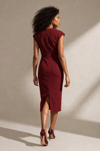 Robe fourreau cabernet en crêpe, Lafayette 148 _vue édito de dos