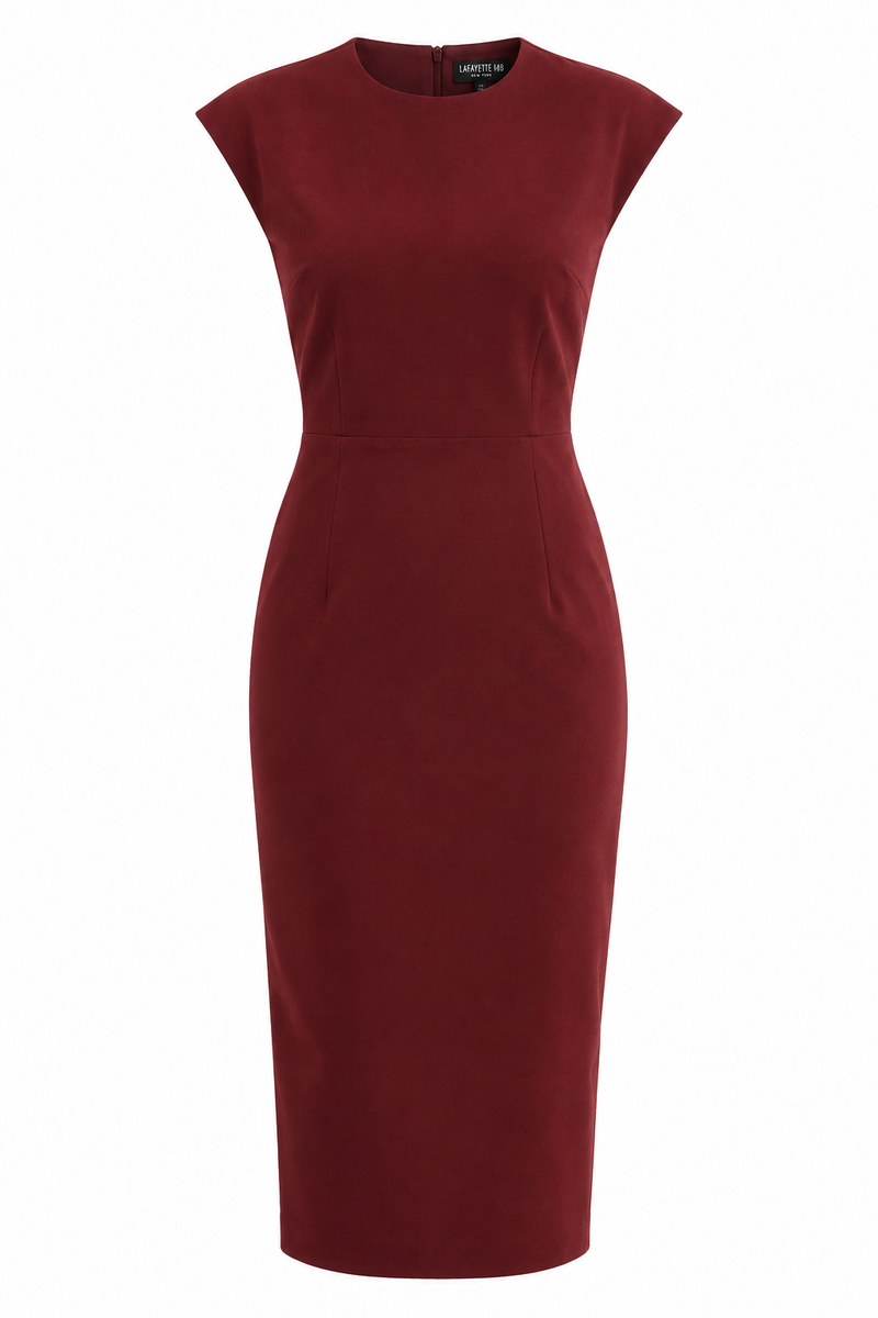 Robe fourreau cabernet en crêpe, Lafayette 148 _vue de face