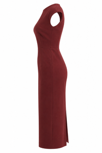 Robe fourreau cabernet en crêpe, Lafayette 148 _vue de côté