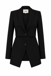 Blazer noir Cora par L'Agence avec manches détachables, coupe structurée élégante, design versatile- vue de face