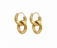 Boucles d'oreilles Gourmette Collection Maison Margiela en argent sterling 925 plaqué or jaune, double maillon ovale entrelacé, estampille numéro 11 en ovale, fermoir à cliquet, finition mate brossée dorée, taille unique_vu de derrière