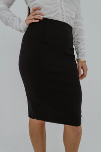 Jupe crayon Onyx noire Shan X Maison Marie Saint Pierre édition limitée - Collaboration exclusive de la collection capsule 2018 - détail