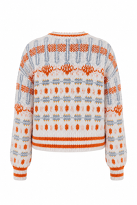 Sweater jacquard blanc The Long Drop par Mother, coupe oversize décontractée, tricot texturé, style casual chic - style cabine - vue de dos