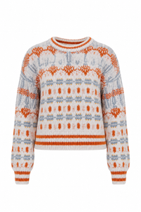 Sweater jacquard blanc The Long Drop par Mother, coupe oversize décontractée, tricot texturé, style casual chic - style cabine - vue de face