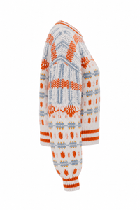 Sweater jacquard blanc The Long Drop par Mother, coupe oversize décontractée, tricot texturé, style casual chic - style cabine - vue de côté