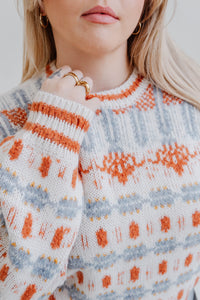 Sweater jacquard blanc The Long Drop par Mother, coupe oversize décontractée, tricot texturé, style casual chic - style cabine - vue détail tissu