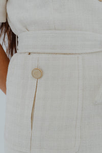 Blazer sandro truman en tweed écru avec ceinture - détail bouton