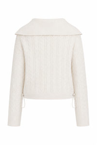 Sweater Lourdes manches longues par Simkhai en tricot blanc ivoire, coupe élégante, maille texturée premium - vue de dos
