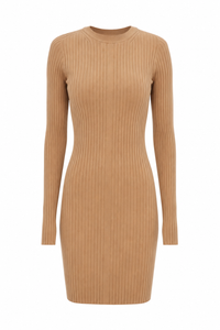 Robe sweater Luglio par Sportmax en tricot camel brun, coupe élégante midi, maille premium italienne - vue de face