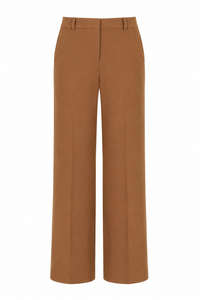 Pantalon droit en laine Stella McCartney couleur brun tabac, coupe élégante jambe droite, vue de face