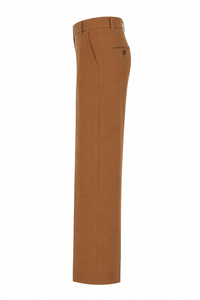 Pantalon droit en laine Stella McCartney couleur brun tabac, coupe élégante jambe droite, vue de côté