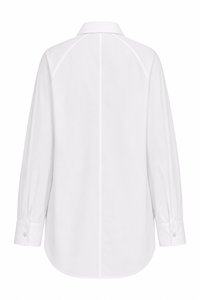 Chemise Stella McCartney blanche en poplin oversize avec boutonnage frontal, manches longues, coupe ample et décontractée, style minimaliste contemporain - vue de dos