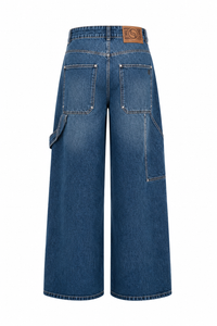Jeans carpenter bleu foncé Stella McCartney, coupe jambe large, style workwear vintage, denim structuré - vue de dos