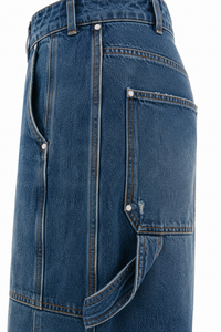 Jeans carpenter bleu foncé Stella McCartney, coupe jambe large, style workwear vintage, denim structuré - détails