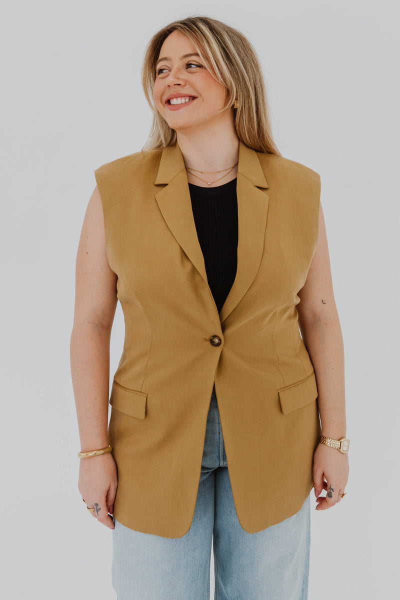 Veste sans manches Ulla Johnson Joelle  mi-longue fauve vue de face