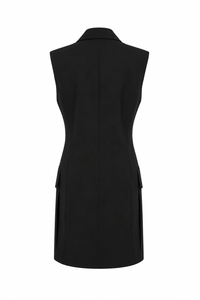 Robe-veste Victoria Beckham noire vue de dos — dos structuré en tailleur noir, fentes latérales décoratives cousues, finition Made in UK_vue de dos