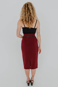 black halo la jupe crayon jack o bordeaux avec ceinture - vue de dos