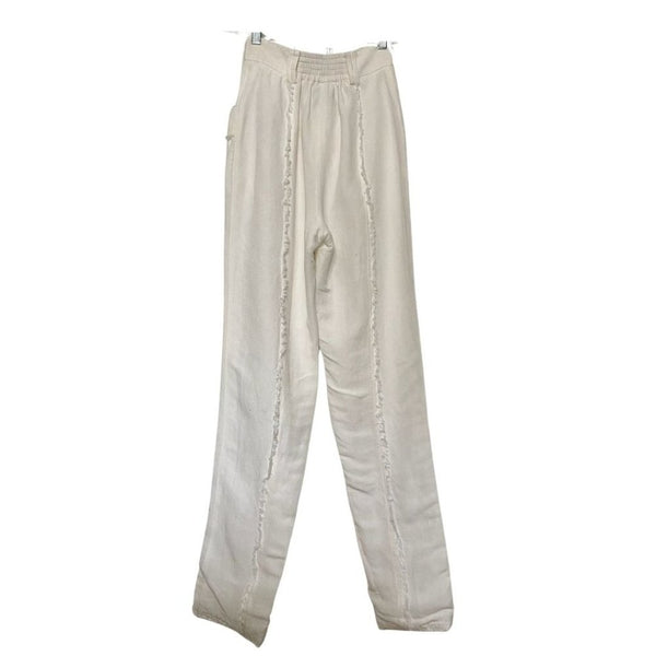 AJE WHITE LINEN BLEND MARTINO TAPERED LEG FRAY PANTS - 4