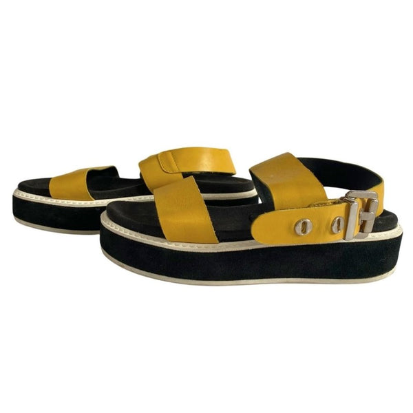 AQUATALIA BY MARVIN K OMORA YELLOW LEATHER STRAPPY PLATFORM SANDALS - 6,5