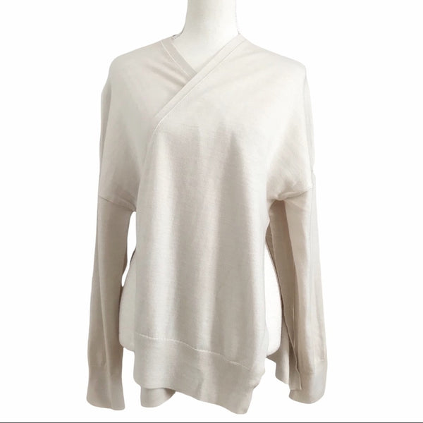 ALLSAINTS 100% MERINO WOOL OFF WHITE OPEN CARDIGAN - SIZE XS